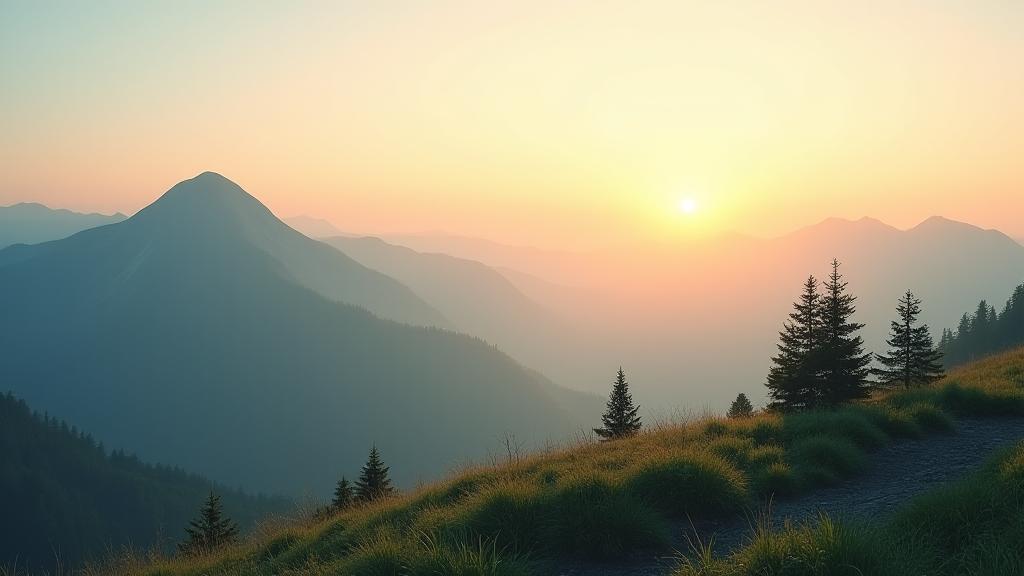 고요한 산 풍경의 요가 리트리트 장소